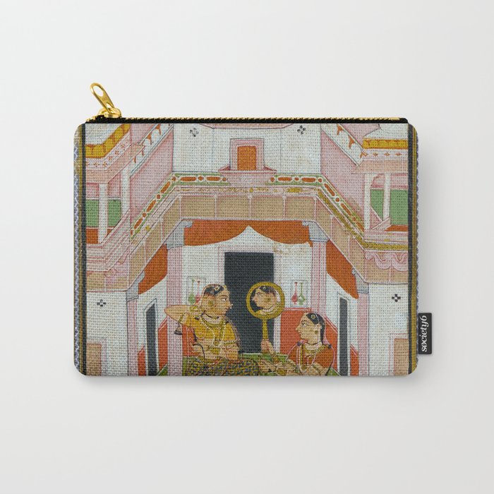 The Vilaval Ragini Antique Indian Miniature Painted Illustration Carry All Pouch Gallery Image 1