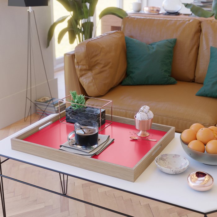 Bright Red Solid Color Serving Tray Gallery Image 2