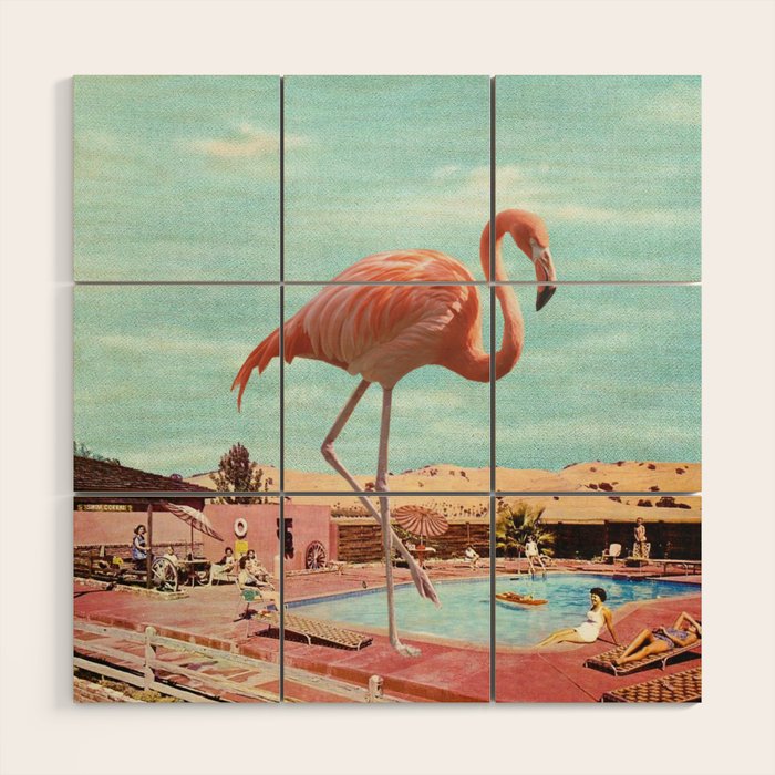 Flamingo on Holiday Wood Wall Art Gallery Image 1