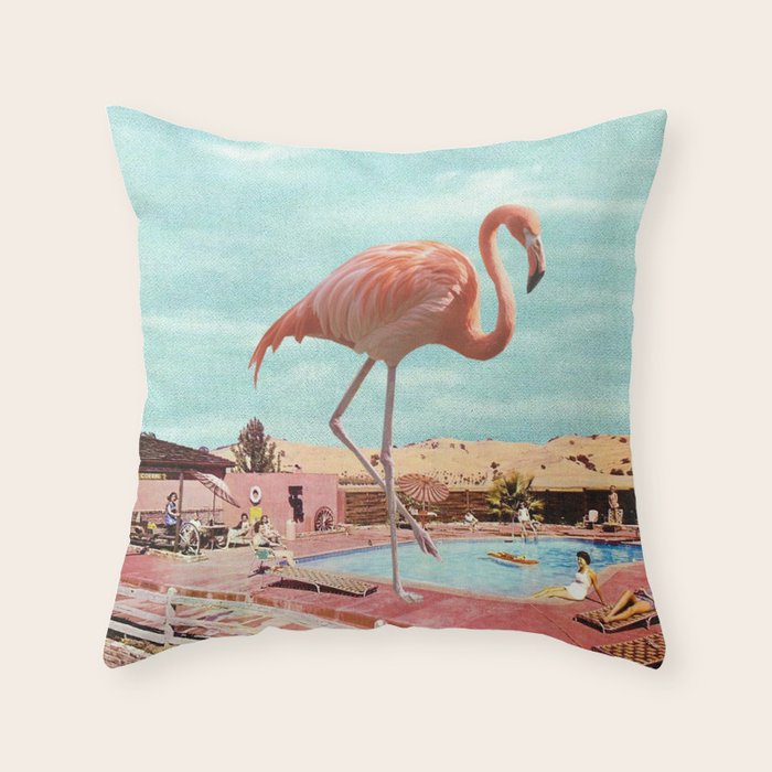 Flamingo on Holiday Throw Pillow Gallery Image 6