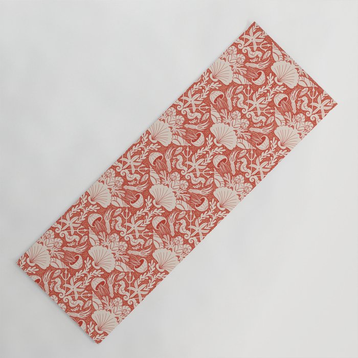 Neptune's joy warm red damask reworked Yoga Mat Gallery Image 1