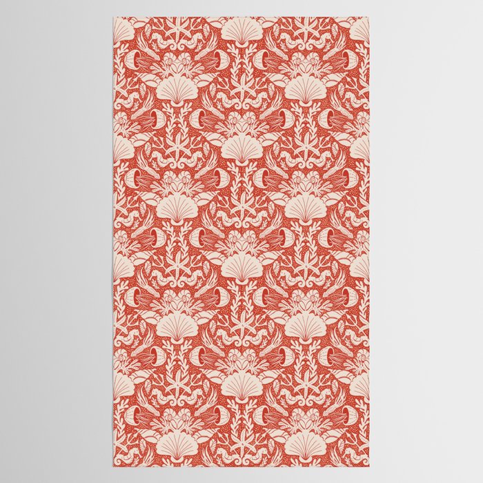 Neptune's joy warm red damask reworked Tablecloth Gallery Image 2