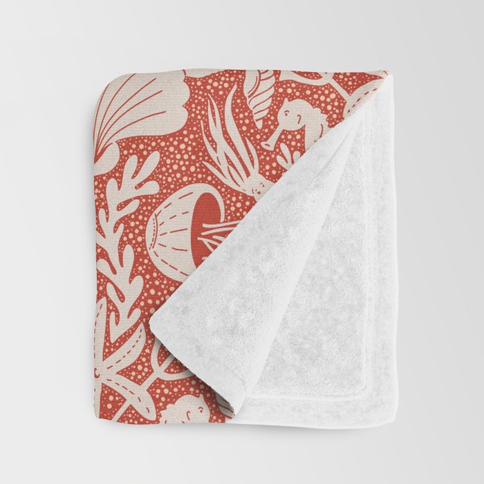 Neptune's joy warm red damask reworked Throw Blanket Gallery Image 3