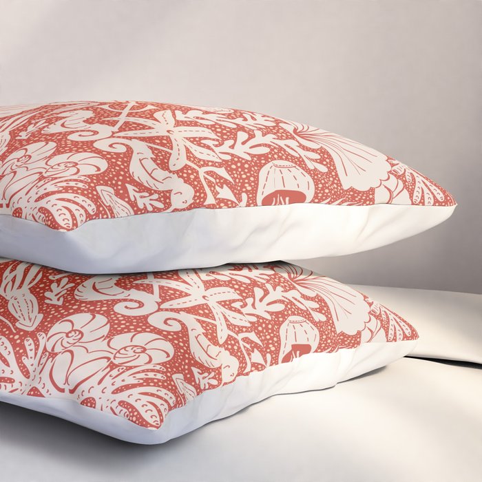 Neptune's joy warm red damask reworked Pillow Sham Gallery Image 3
