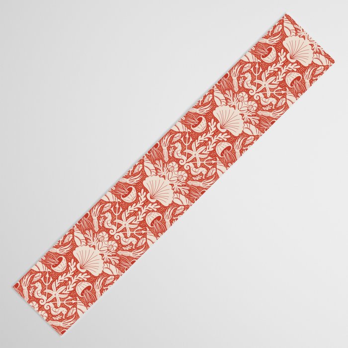 Neptune's joy warm red damask reworked Table Runner Gallery Image 3