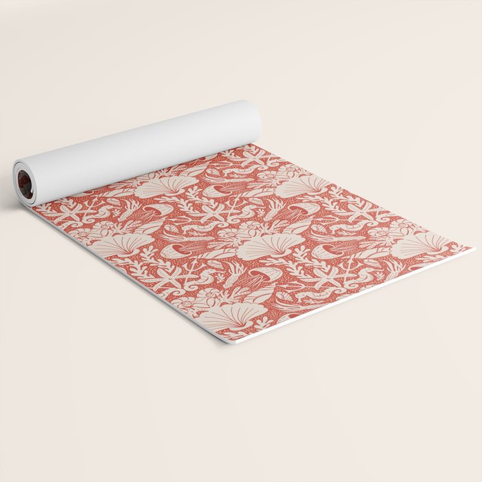 Neptune's joy warm red damask reworked Yoga Mat Gallery Image 2
