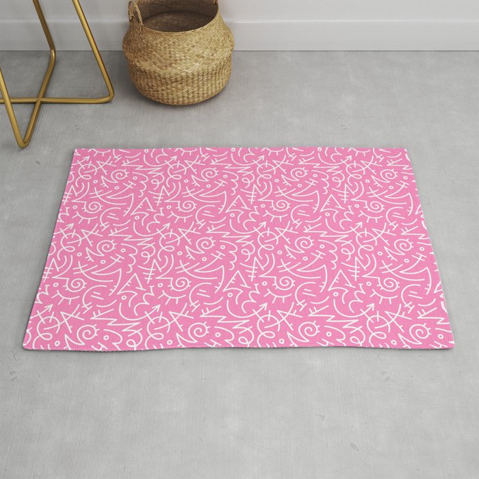 Colorful abstract fun line doodle art pattern Rug Gallery Image 1