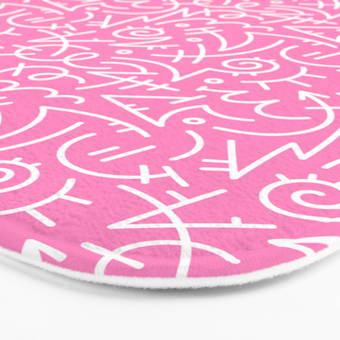 Colorful abstract fun line doodle art pattern Bath Mat Gallery Image 3