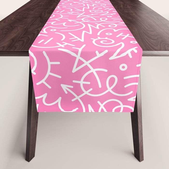 Colorful abstract fun line doodle art pattern Table Runner Gallery Image 1