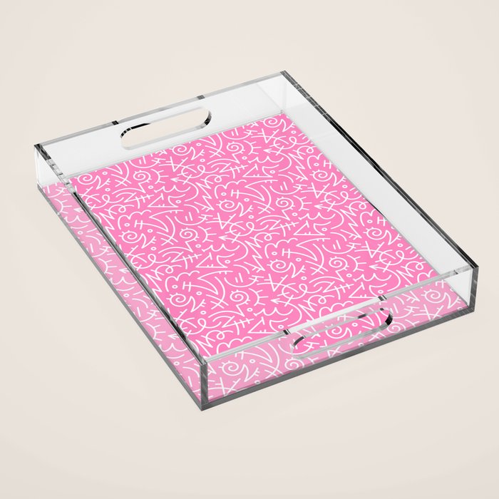 Colorful abstract fun line doodle art pattern Acrylic Tray Gallery Image 1
