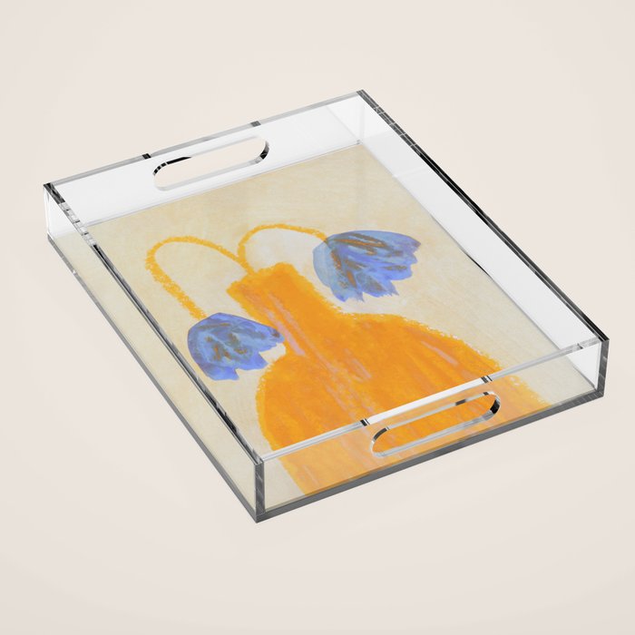 Still Life with a Vase and Two Flowers Acrylic Tray Gallery Image 1