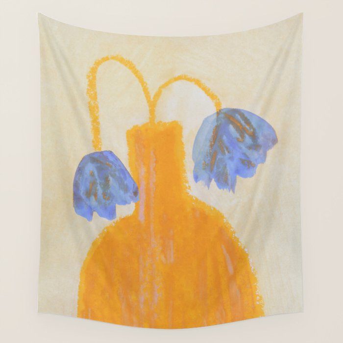 Still Life with a Vase and Two Flowers Wall Tapestry Gallery Image 4