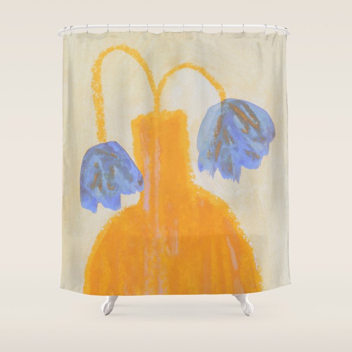 Still Life with a Vase and Two Flowers Shower Curtain Gallery Image 1