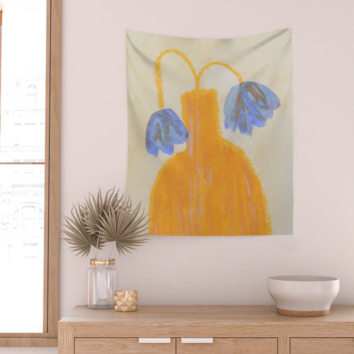 Still Life with a Vase and Two Flowers Wall Tapestry Gallery Image 2