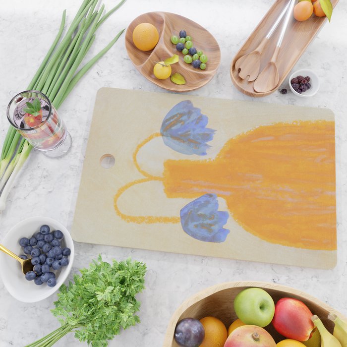 Still Life with a Vase and Two Flowers Cutting Board Gallery Image 2