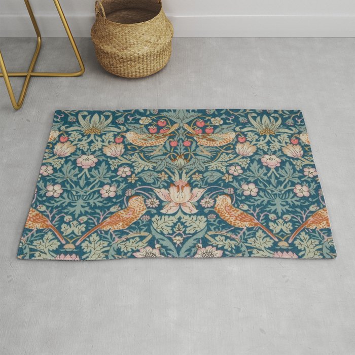 William Morris Strawberry Thief Green Rug Gallery Image 1