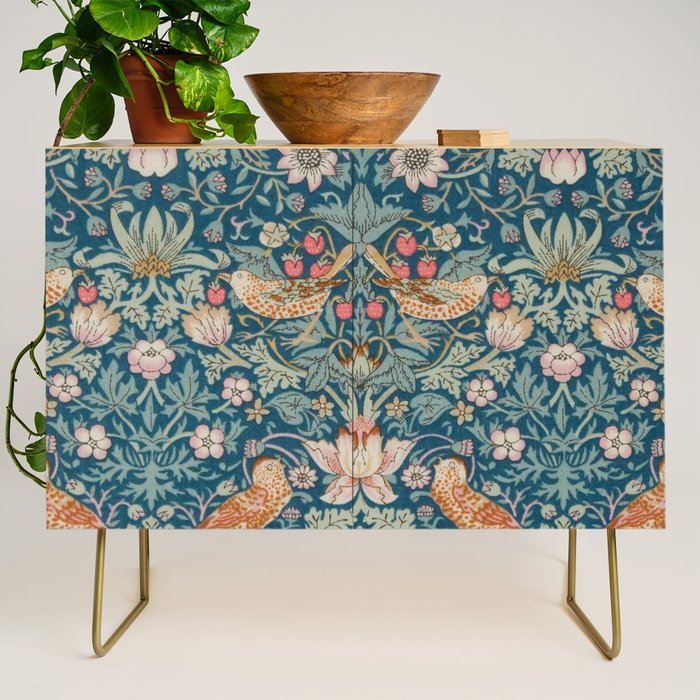 William Morris Strawberry Thief Green Credenza Gallery Image 1