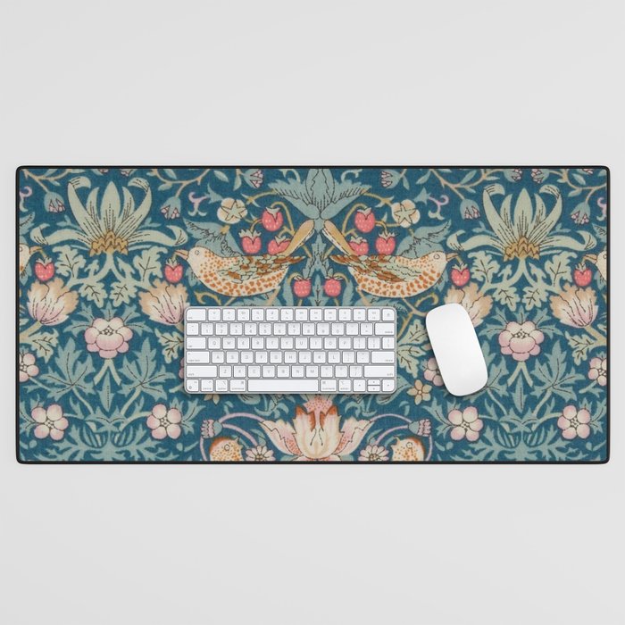 William Morris Strawberry Thief Green Desk Mat Gallery Image 1