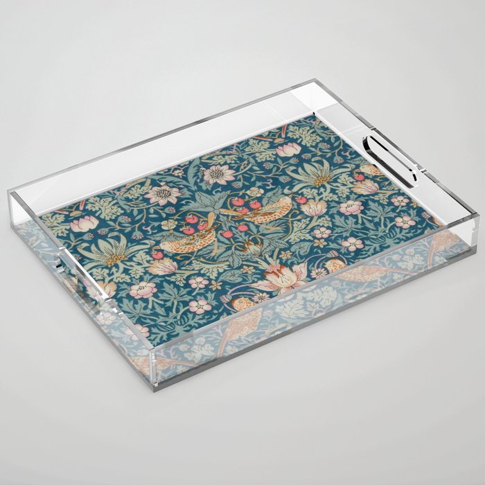 William Morris Strawberry Thief Green Acrylic Tray Gallery Image 1