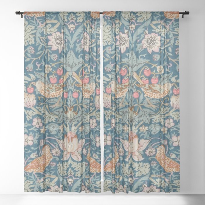 William Morris Strawberry Thief Green Window Curtain – Society6
