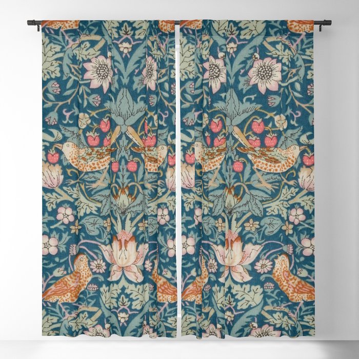 William Morris Strawberry Thief Green Window Curtain Gallery Image 5