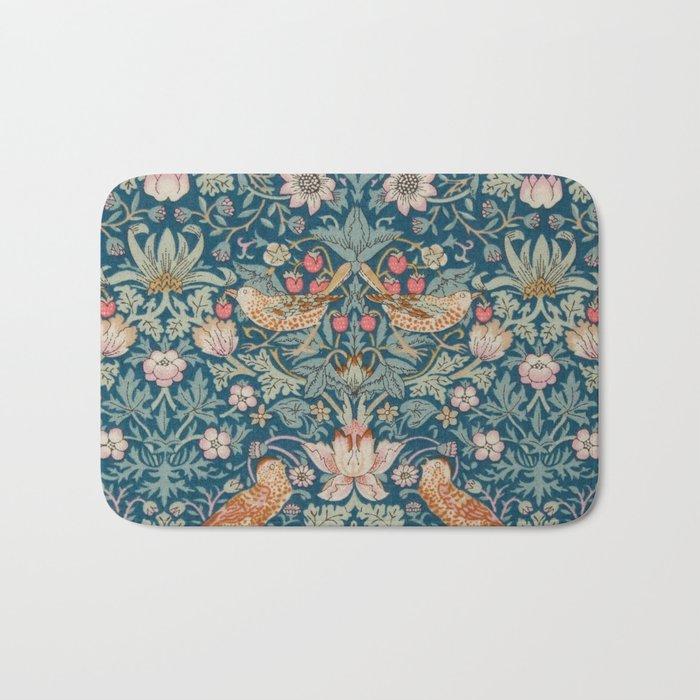 William Morris Strawberry Thief Green Bath Mat Gallery Image 1