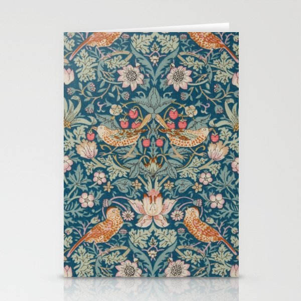William Morris Strawberry Thief Green Stationery Card Gallery Image 2