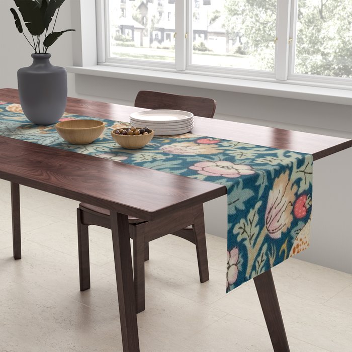 William Morris Strawberry Thief Green Table Runner Gallery Image 2