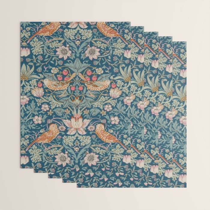 William Morris Strawberry Thief Green Wrapping Paper Gallery Image 3