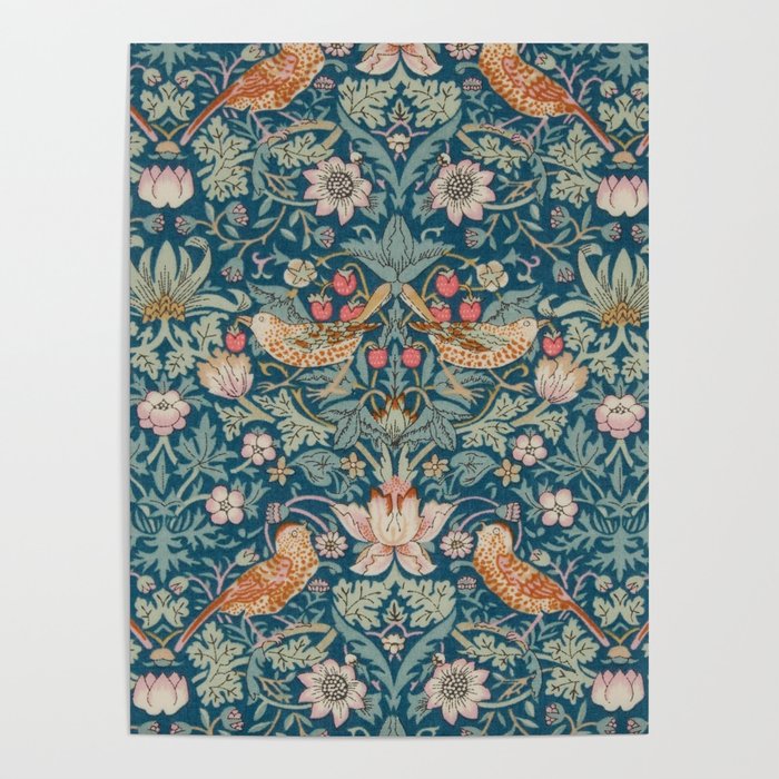 William Morris Strawberry Thief Green Poster Gallery Image 1