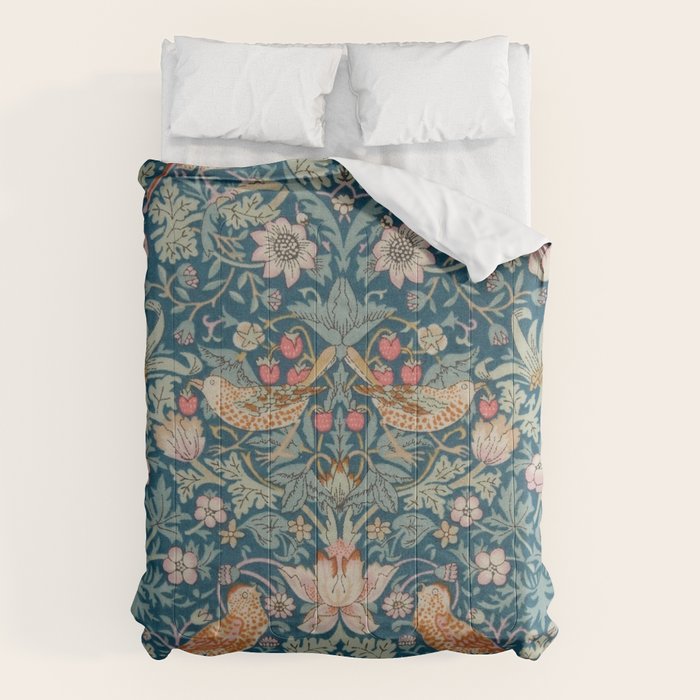 William Morris Strawberry Thief Green Comforter Gallery Image 1