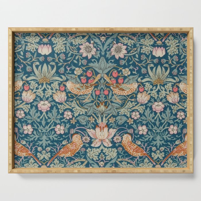 William Morris Strawberry Thief Green Serving Tray Gallery Image 1