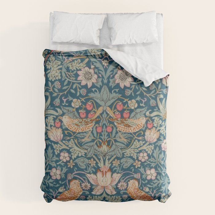 William Morris Strawberry Thief Green Duvet Cover Gallery Image 6