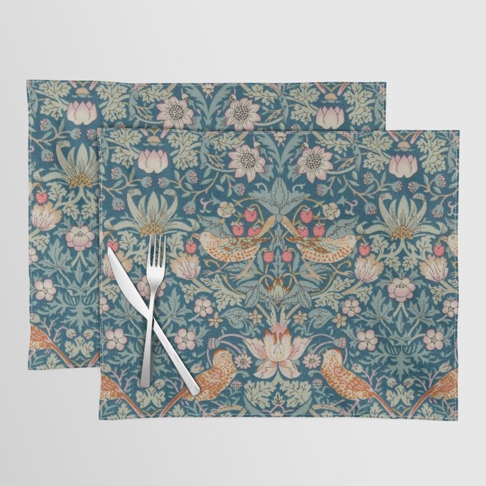 William Morris Strawberry Thief Green Placemat Gallery Image 1