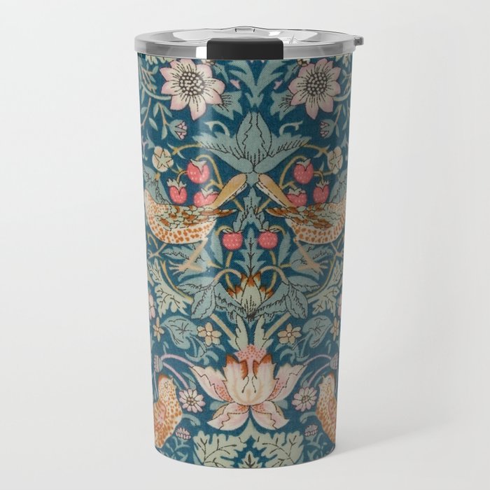 William Morris Strawberry Thief Green Travel Mug Gallery Image 1