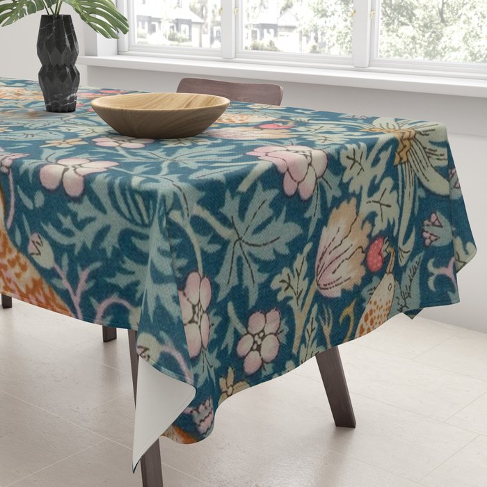 William Morris Strawberry Thief Green Tablecloth Gallery Image 3