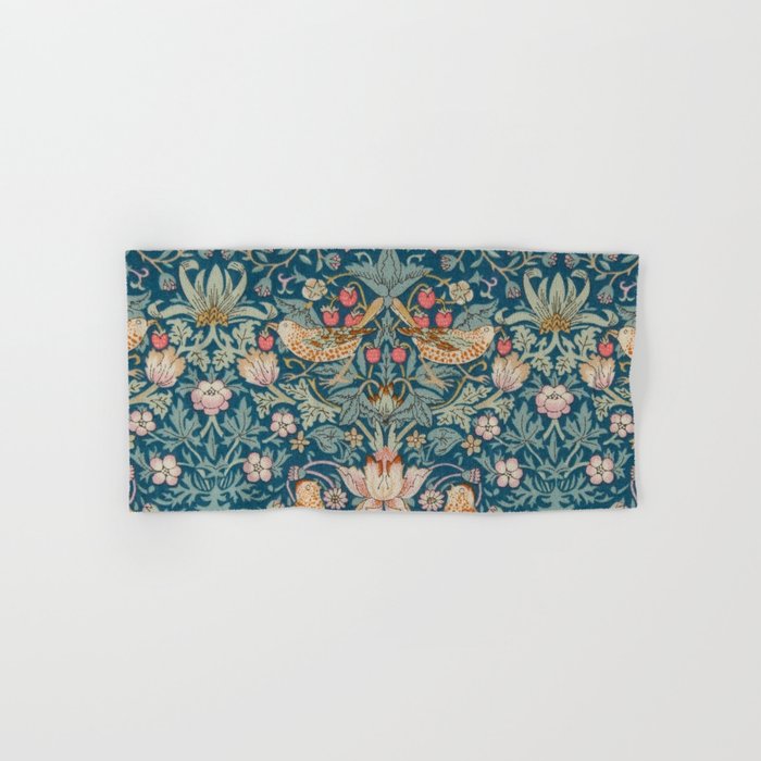William Morris Strawberry Thief Green Bath Towel Gallery Image 1