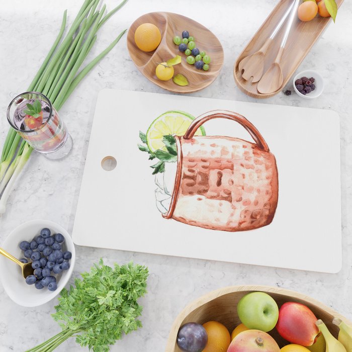 Cocktails. Moscow Mule. Watercolor Painting. Cutting Board Gallery Image 2