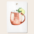 Cocktails. Moscow Mule. Watercolor Painting. Cutting Board Gallery Image 1