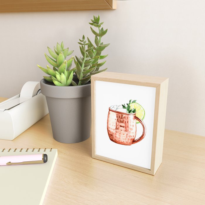 Cocktails. Moscow Mule. Watercolor Painting. Mini Art Print Gallery Image 2