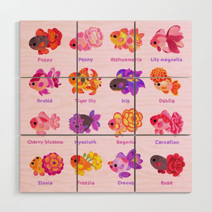 Flower goldfish - bright Wood Wall Art Gallery Image 1