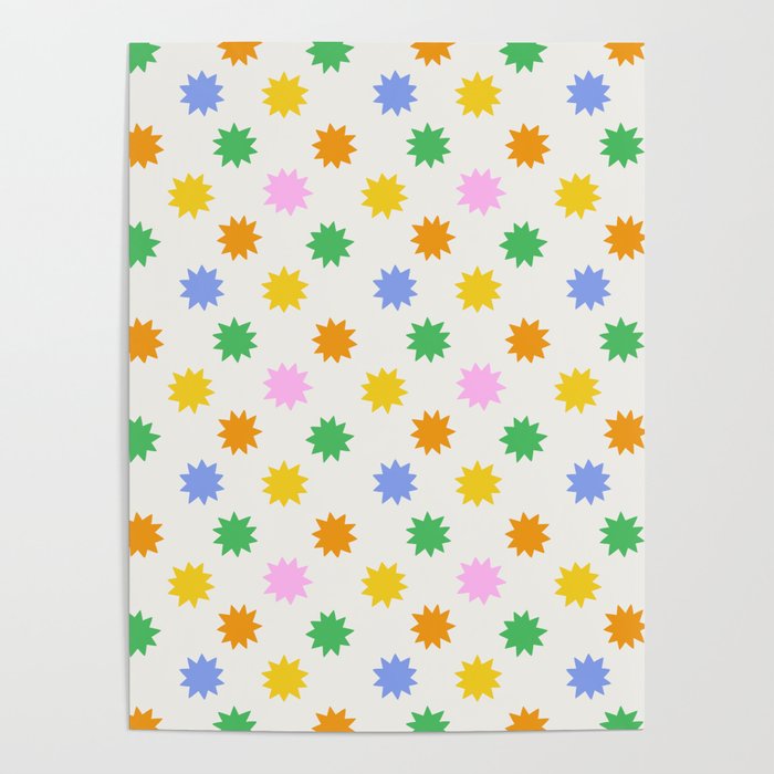 Colorful star shpe cartoon pattern Poster Gallery Image 1