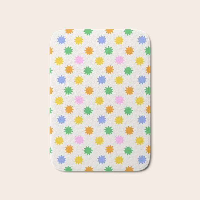 Colorful star shpe cartoon pattern Bath Mat Gallery Image 1