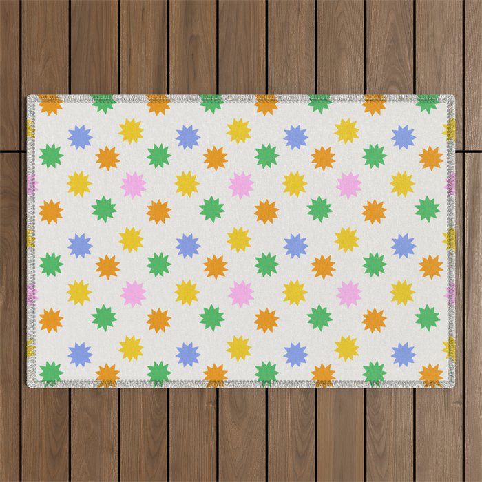 Colorful star shpe cartoon pattern Outdoor Rug Gallery Image 1