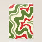 Retro Christmas Swirl Abstract Pattern in Olive Green, Sage, Xmas Red, and Cream Stationery Card Gallery Image 2