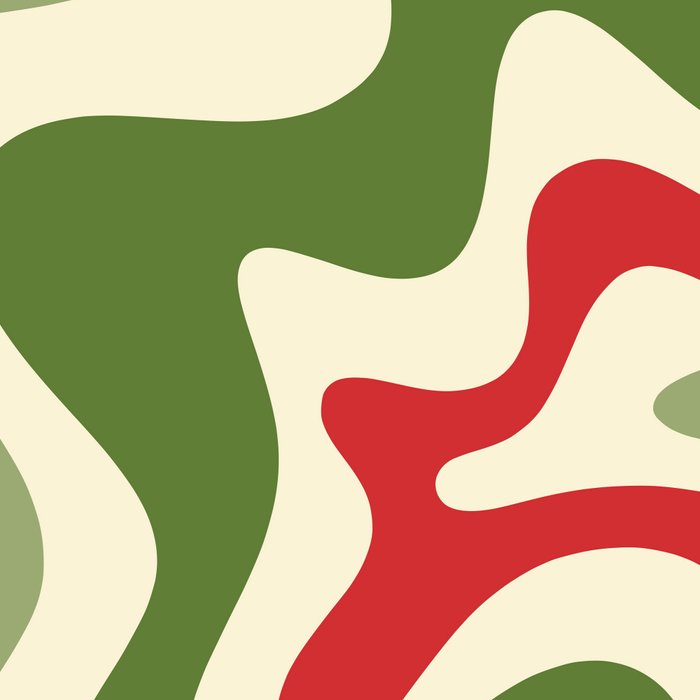 Retro Christmas Swirl Abstract Pattern in Olive Green, Sage, Xmas Red, and Cream Coffee Mug Gallery Image 2