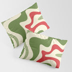 Retro Christmas Swirl Abstract Pattern in Olive Green, Sage, Xmas Red, and Cream Pillow Sham Gallery Image 3