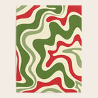 Retro Christmas Swirl Abstract Pattern in Olive Green, Sage, Xmas Red, and Cream Poster Gallery Image 4