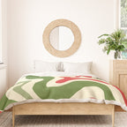Retro Christmas Swirl Abstract Pattern in Olive Green, Sage, Xmas Red, and Cream Duvet Cover Gallery Image 3