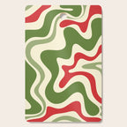 Retro Christmas Swirl Abstract Pattern in Olive Green, Sage, Xmas Red, and Cream Cutting Board Gallery Image 1